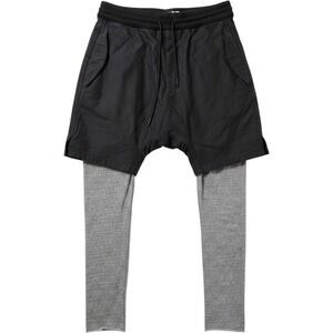 NLST F/W15 Layered Drop Crotch Pants Medium Black Gray Streetwear Avant-Garde